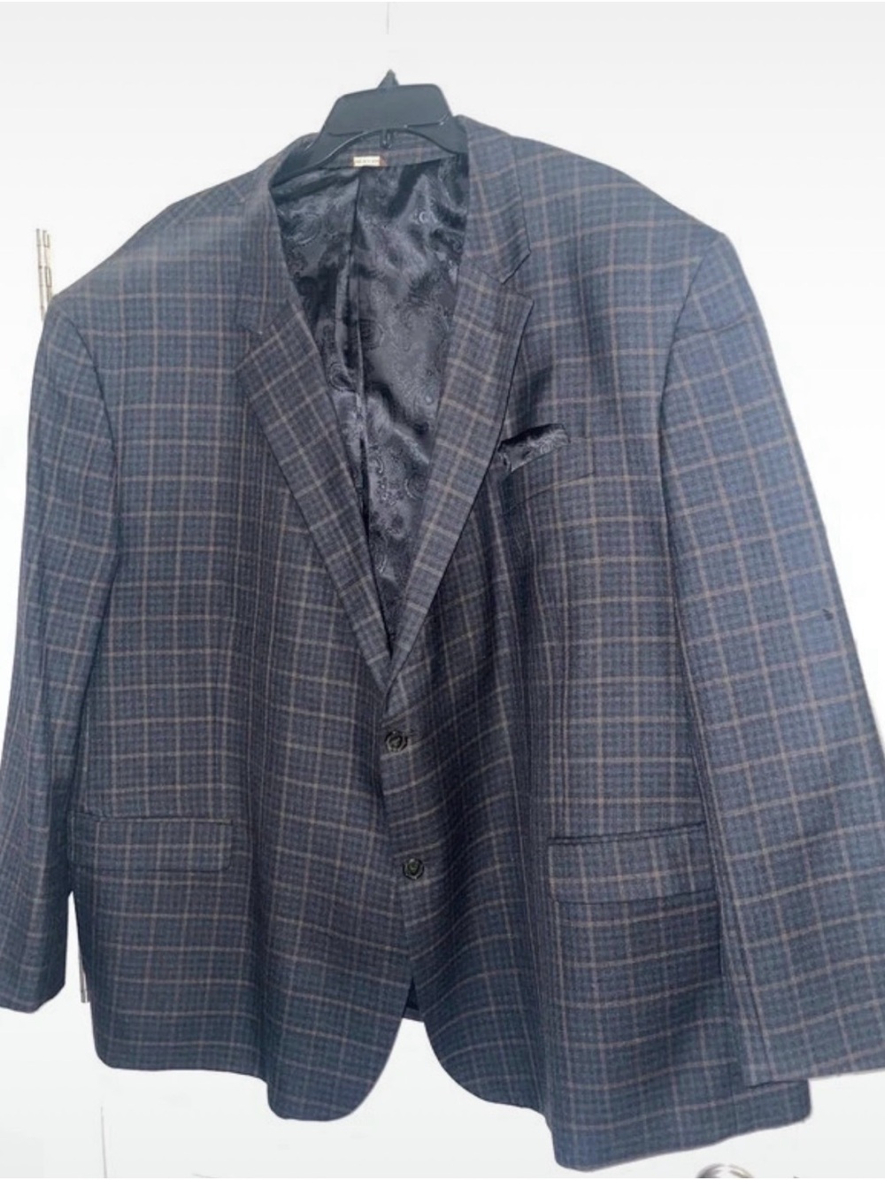 Men's Navy Plaid Sport Coat Blazer